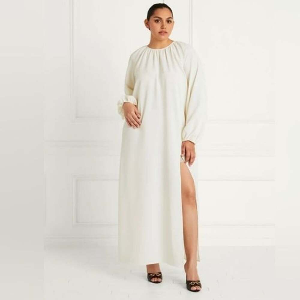 Hill House Home Simone Maxi Dress Ivory Coconut Milk Open Back Crepe Bridal Dres